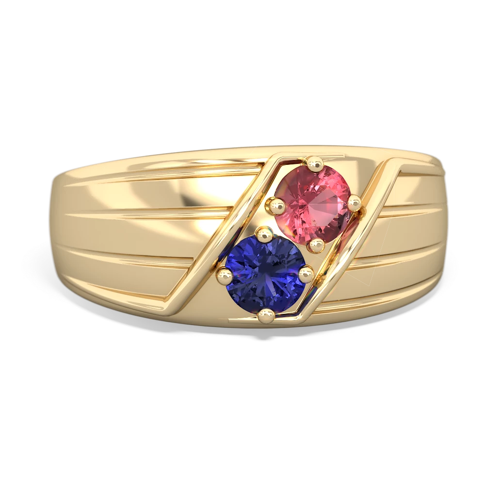 Pink Tourmaline Men's Streamline 14K Yellow Gold ring R0460