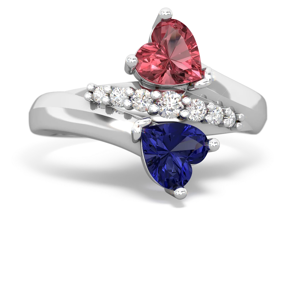 Pink Tourmaline Heart To Heart 14K White Gold ring R2064