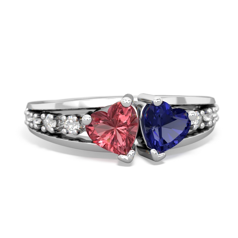 Pink Tourmaline Heart To Heart 14K White Gold ring R3342