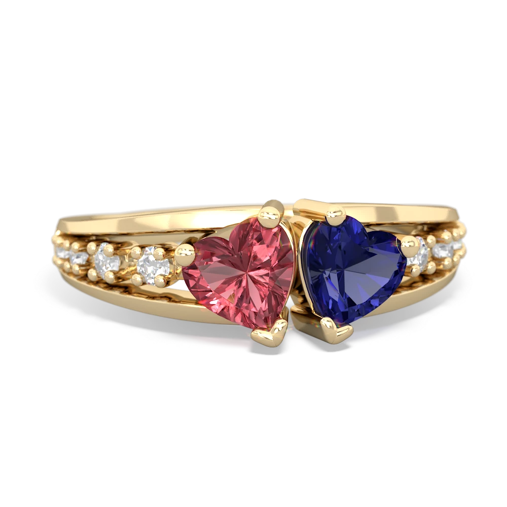 Pink Tourmaline Heart To Heart 14K Yellow Gold ring R3342