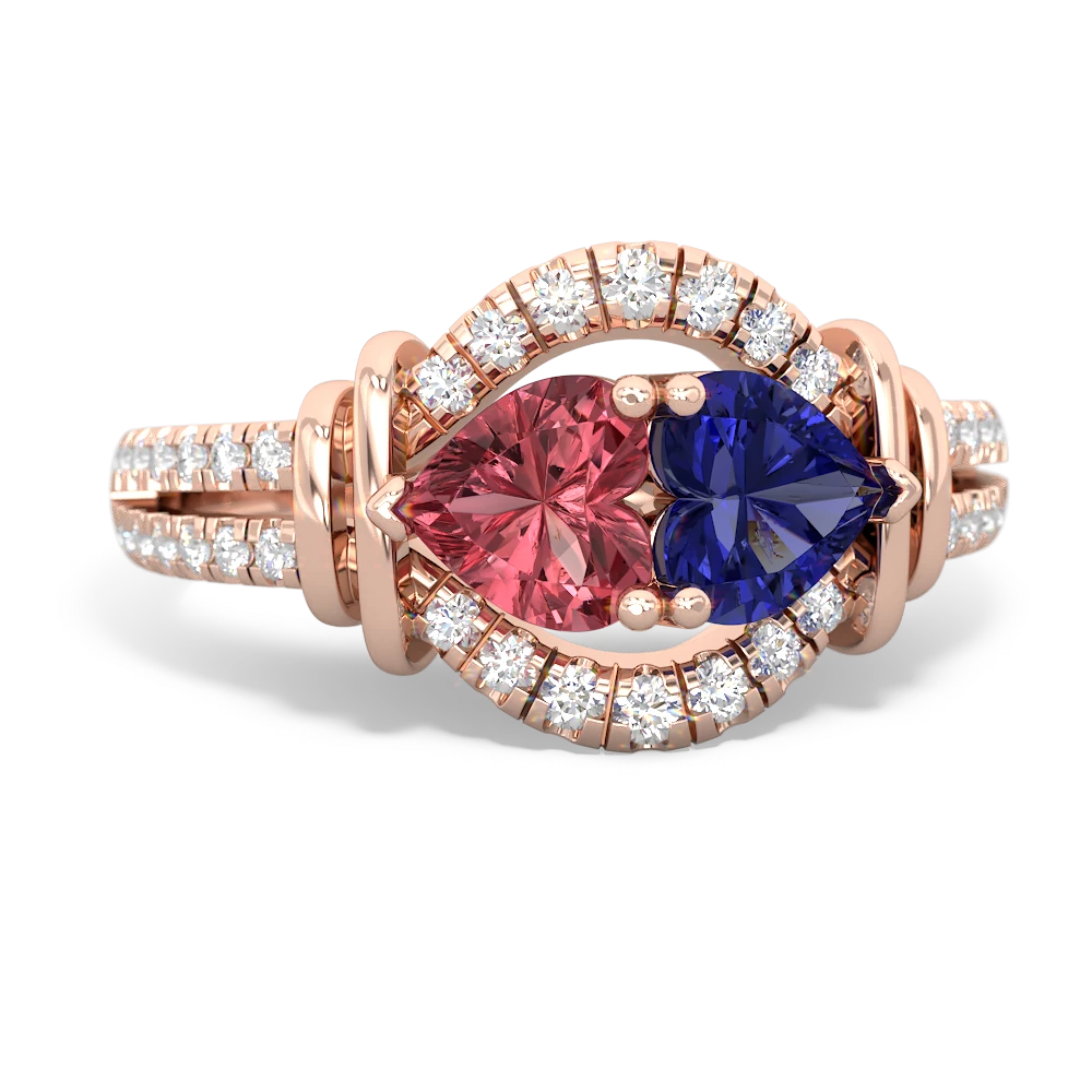 Pink Tourmaline Art-Deco Keepsake 14K Rose Gold ring R5630