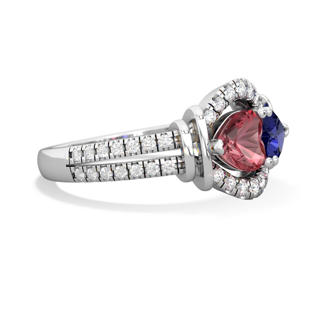 Pink Tourmaline Art-Deco Keepsake 14K White Gold ring R5630