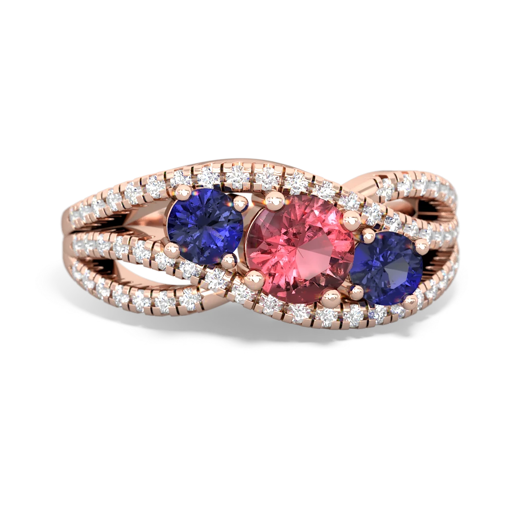 Pink Tourmaline Three Stone Aurora 14K Rose Gold ring R3080