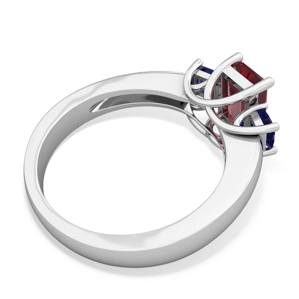 Pink Tourmaline Three Stone Emerald-Cut Trellis 14K White Gold ring R4021