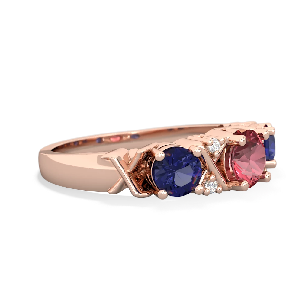 Pink Tourmaline Hugs And Kisses 14K Rose Gold ring R5016