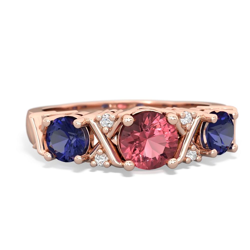 Pink Tourmaline Hugs And Kisses 14K Rose Gold ring R5016