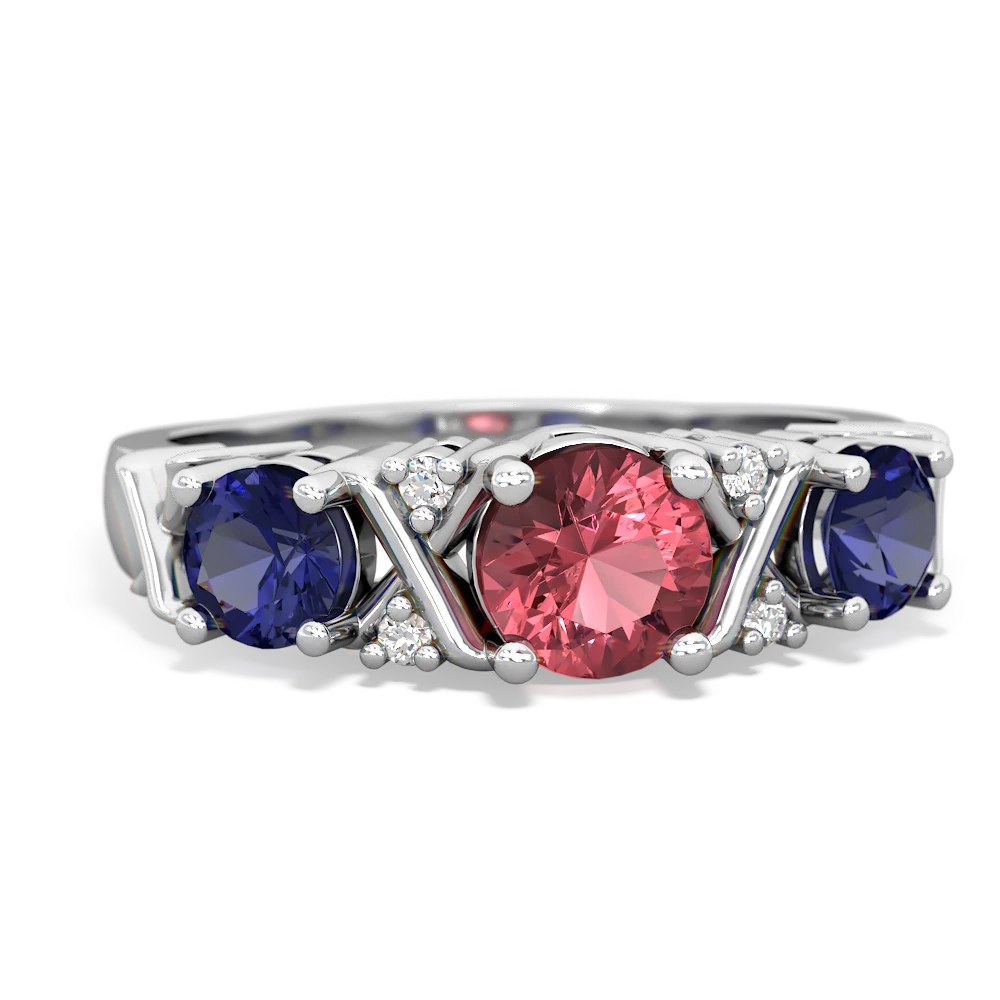 Pink Tourmaline Hugs And Kisses 14K White Gold ring R5016