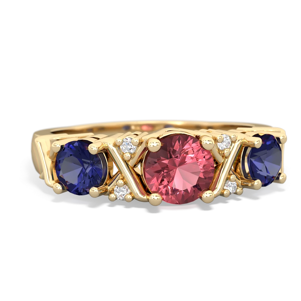 Pink Tourmaline Hugs And Kisses 14K Yellow Gold ring R5016