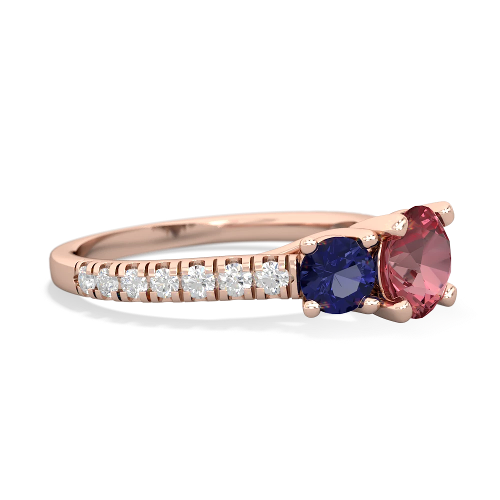 Pink Tourmaline Pave Trellis 14K Rose Gold ring R5500