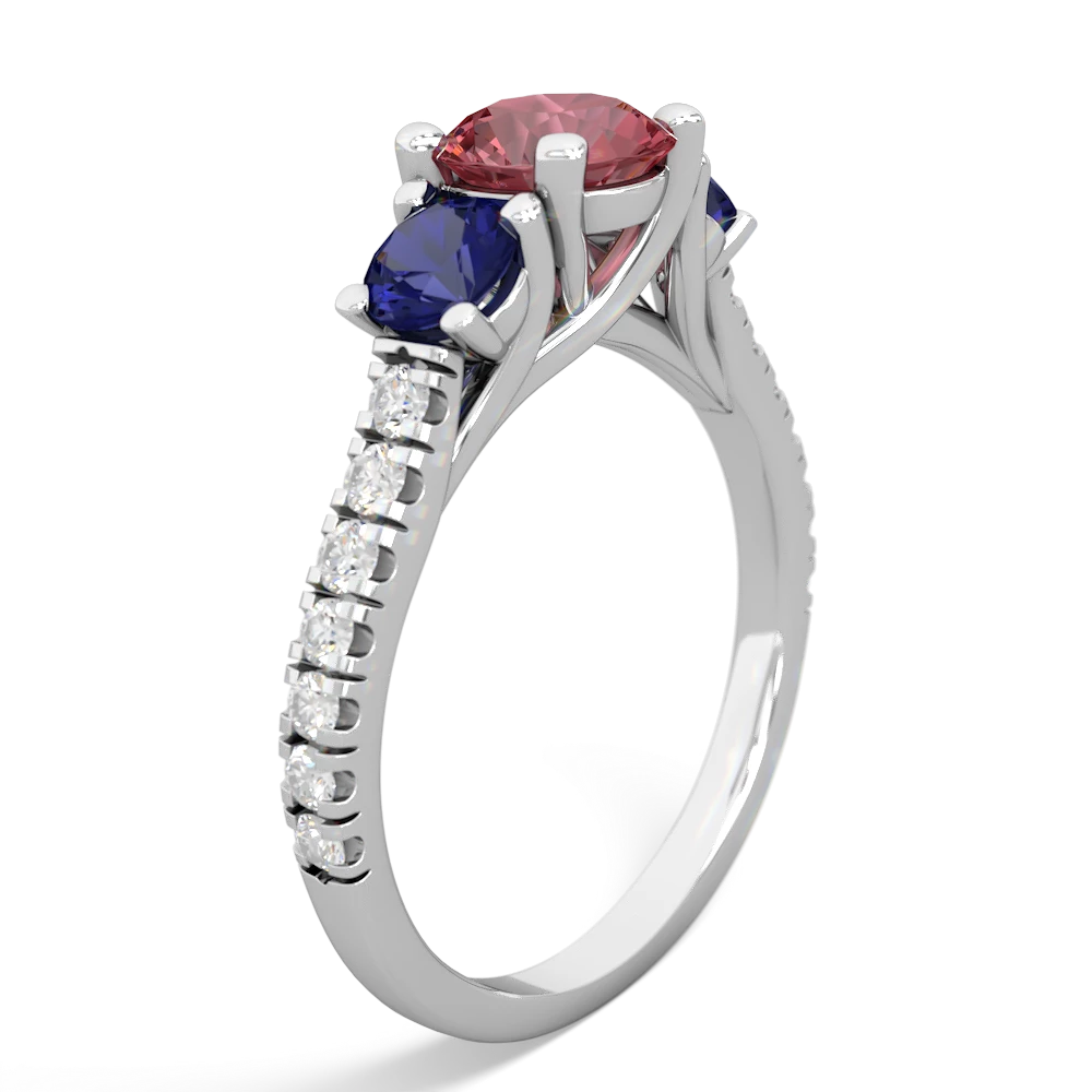 Pink Tourmaline Pave Trellis 14K White Gold ring R5500