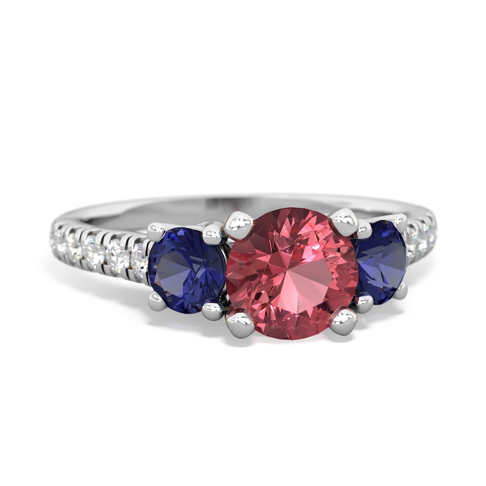 Pink Tourmaline Pave Trellis 14K White Gold ring R5500