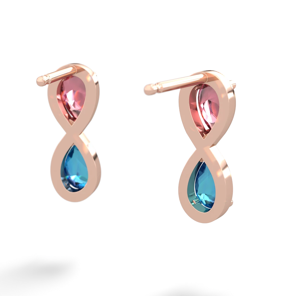 Pink Tourmaline Infinity 14K Rose Gold earrings E5050