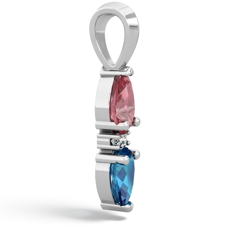 Pink Tourmaline Bowtie Drop 14K White Gold pendant P0865