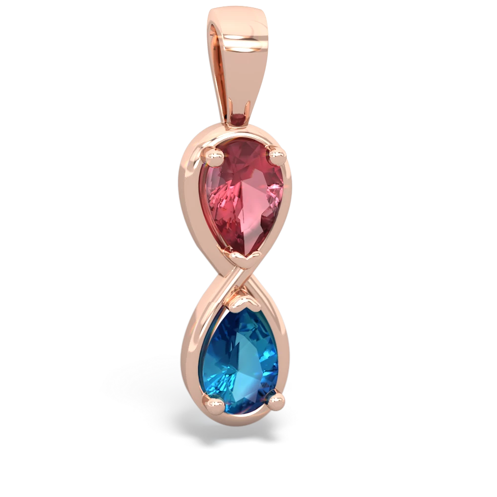 Pink Tourmaline Infinity 14K Rose Gold pendant P5050