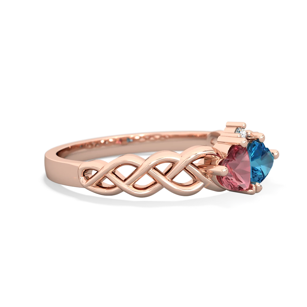 Pink Tourmaline Heart To Heart Braid 14K Rose Gold ring R5870