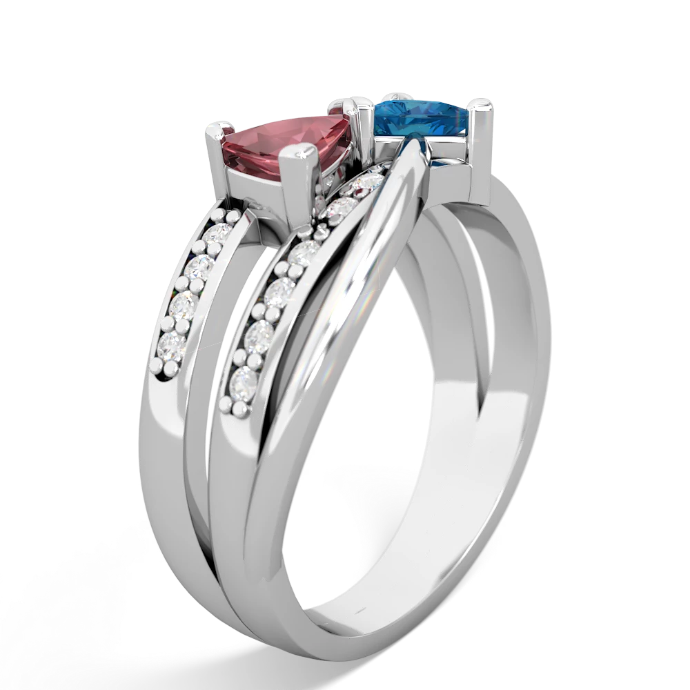 Pink Tourmaline Bowtie 14K White Gold ring R2360