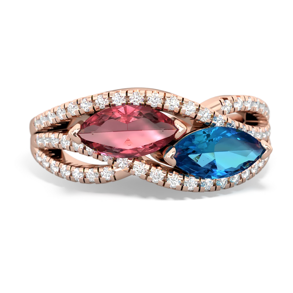 Pink Tourmaline Diamond Rivers 14K Rose Gold ring R3070