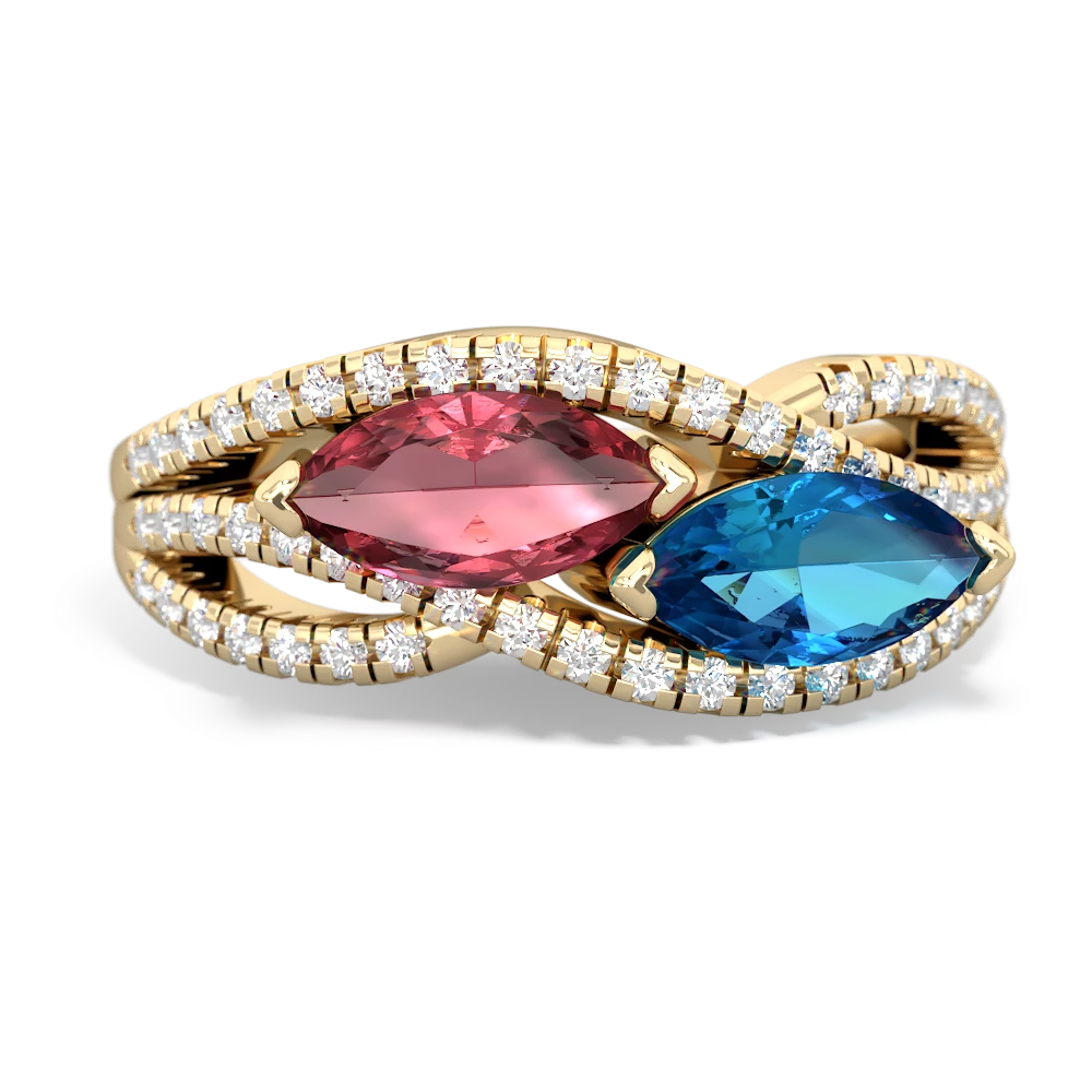 Pink Tourmaline Diamond Rivers 14K Yellow Gold ring R3070