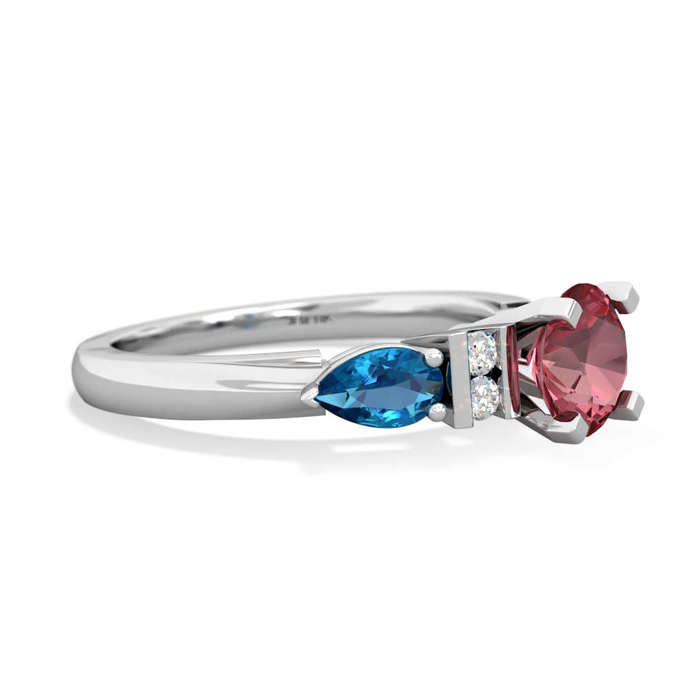 Pink Tourmaline 6Mm Round Eternal Embrace Engagement 14K White Gold ring R2005