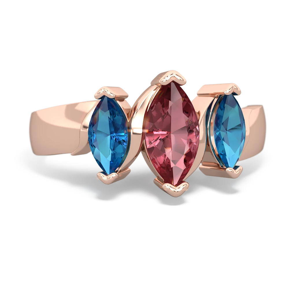 Pink Tourmaline Three Peeks 14K Rose Gold ring R2433