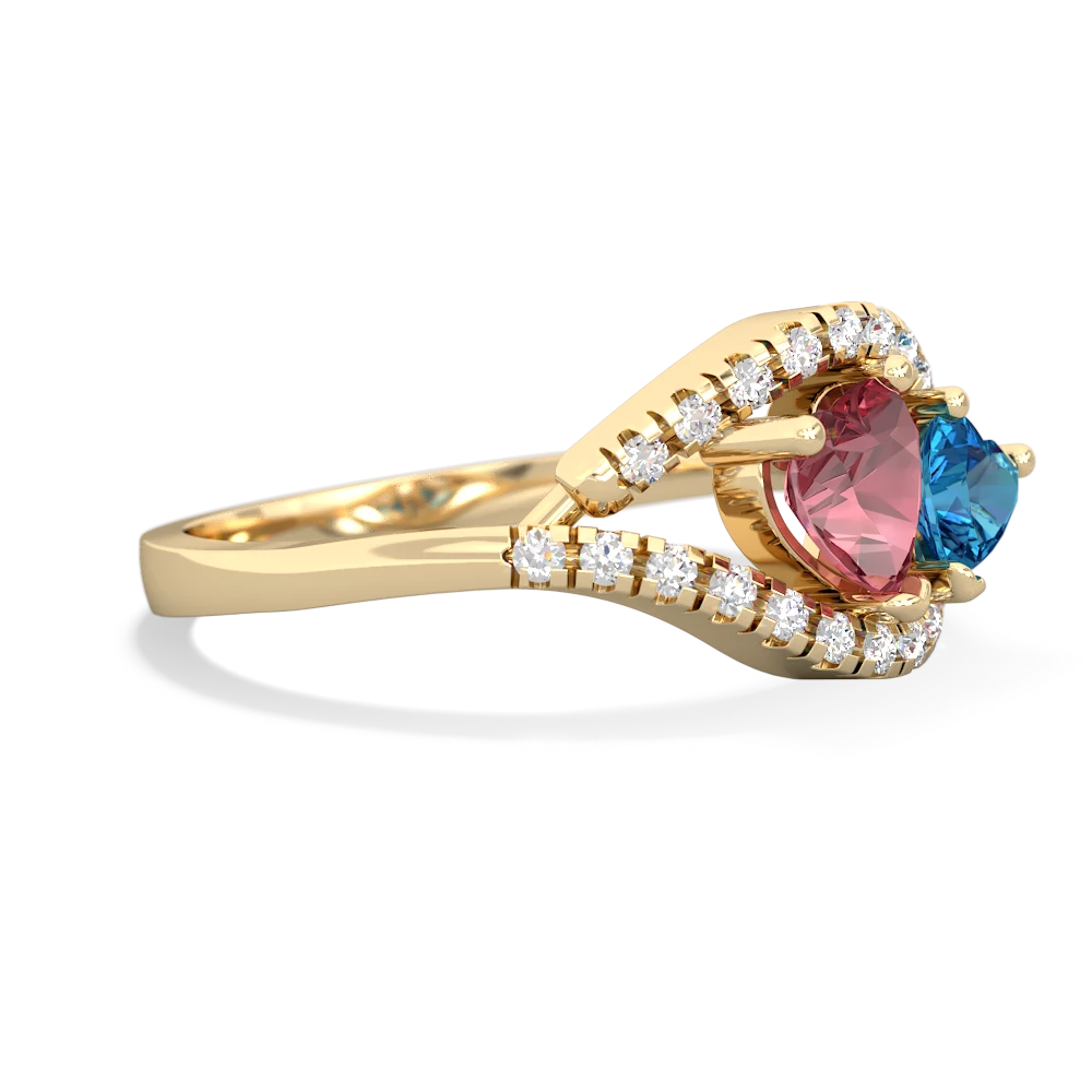 Pink Tourmaline Mother And Child 14K Yellow Gold ring R3010