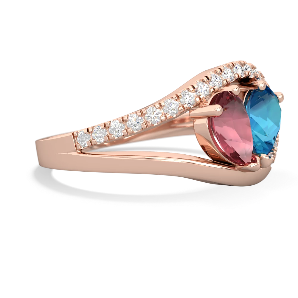 Pink Tourmaline Nestled Heart Keepsake 14K Rose Gold ring R5650