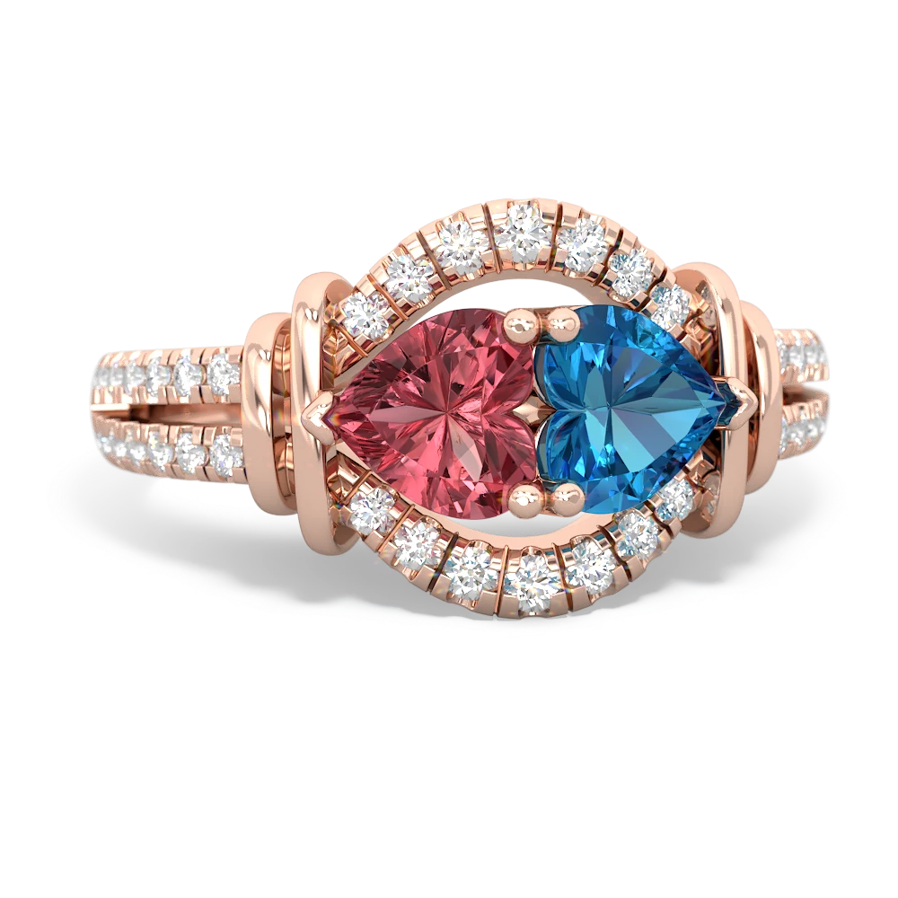 Pink Tourmaline Art-Deco Keepsake 14K Rose Gold ring R5630