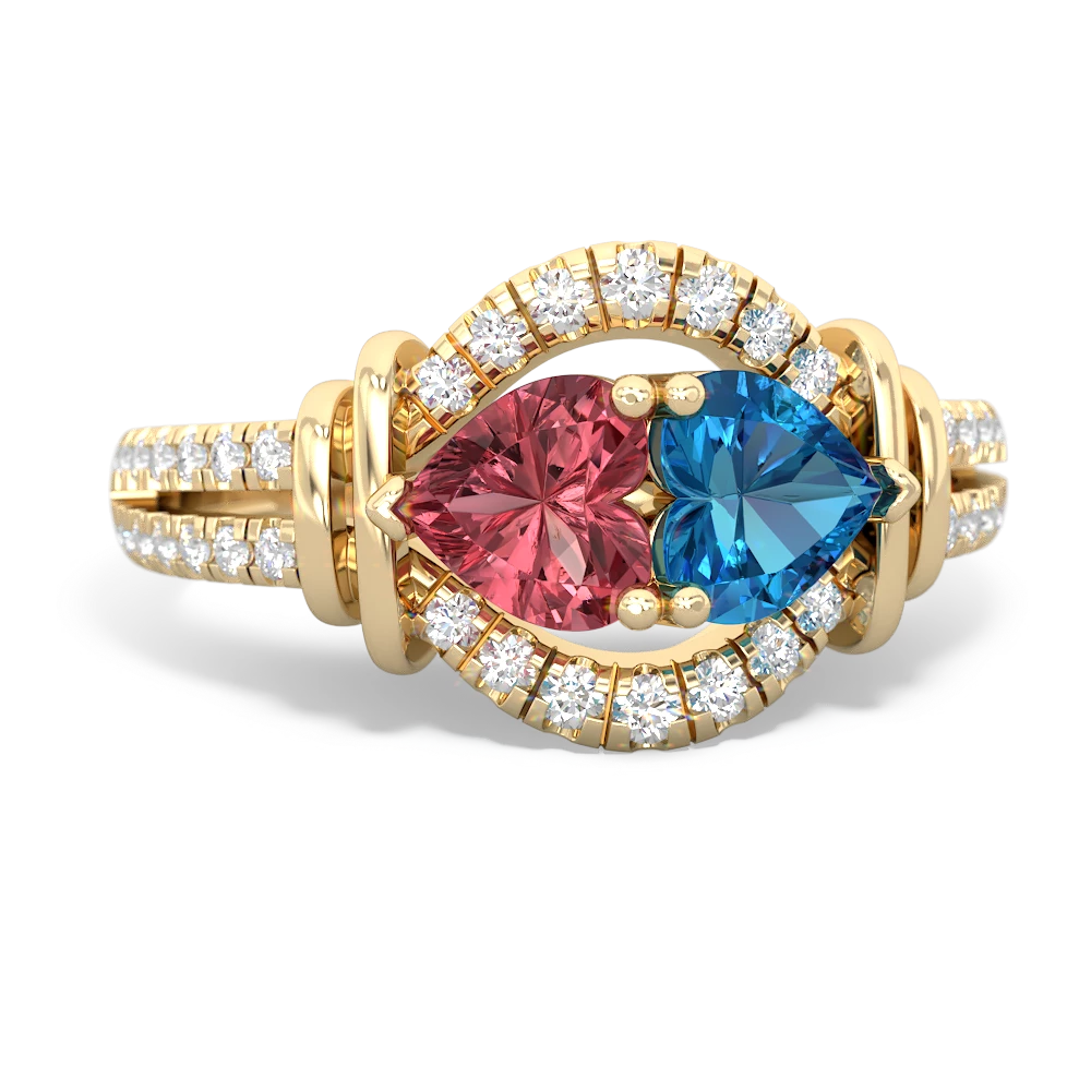 Pink Tourmaline Art-Deco Keepsake 14K Yellow Gold ring R5630