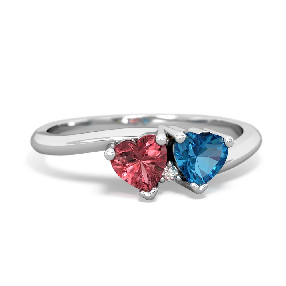 Pink Tourmaline Sweethearts 14K White Gold ring R5260