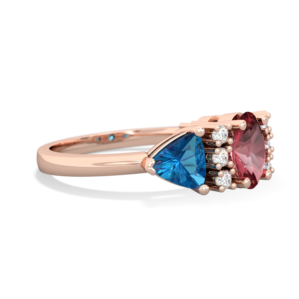 Pink Tourmaline Antique Style Three Stone 14K Rose Gold ring R2186