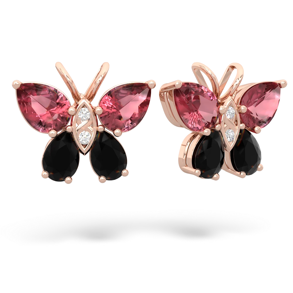 Pink Tourmaline Butterfly 14K Rose Gold earrings E2215