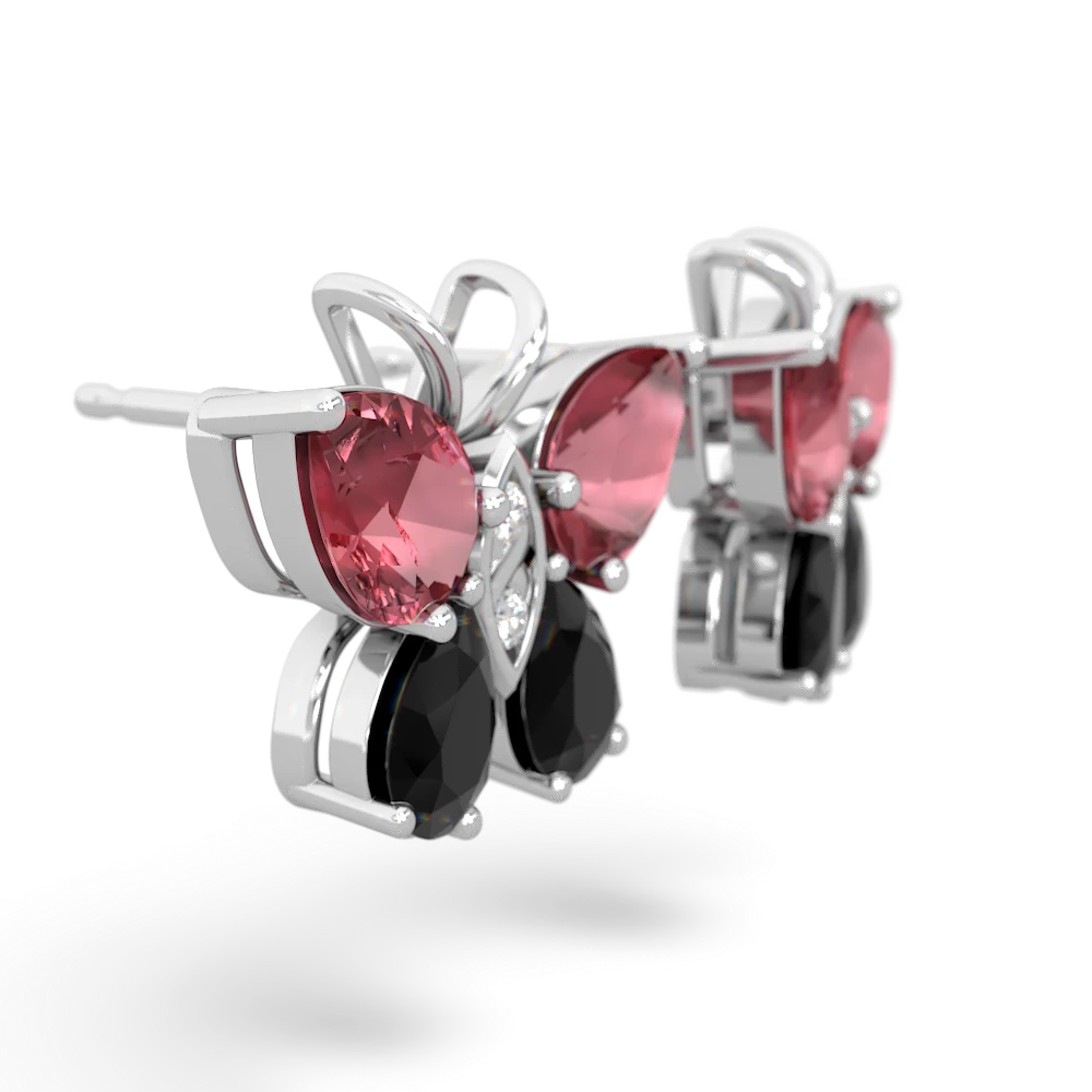 Pink Tourmaline Butterfly 14K White Gold earrings E2215