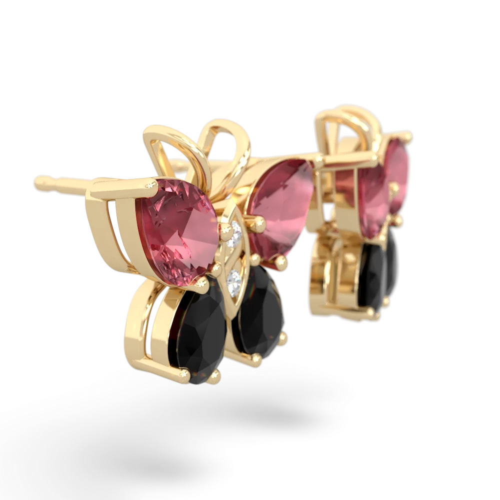 Pink Tourmaline Butterfly 14K Yellow Gold earrings E2215