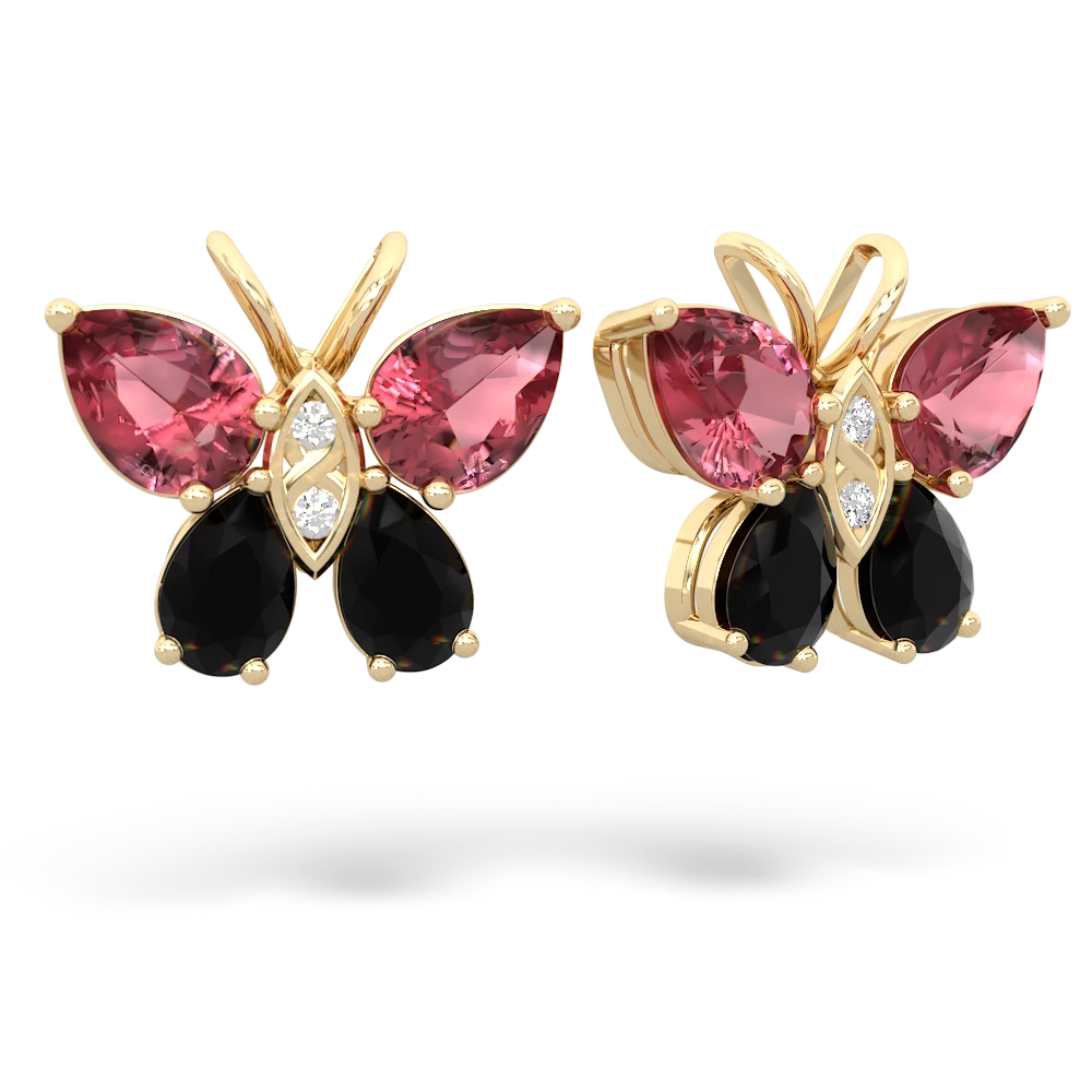 Pink Tourmaline Butterfly 14K Yellow Gold earrings E2215