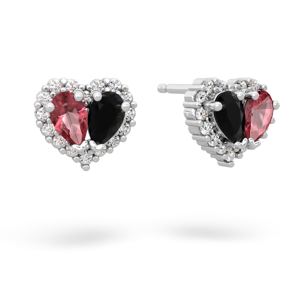 Pink Tourmaline Halo 14K White Gold earrings E7008