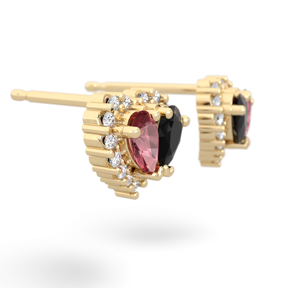 Pink Tourmaline Halo 14K Yellow Gold earrings E7008