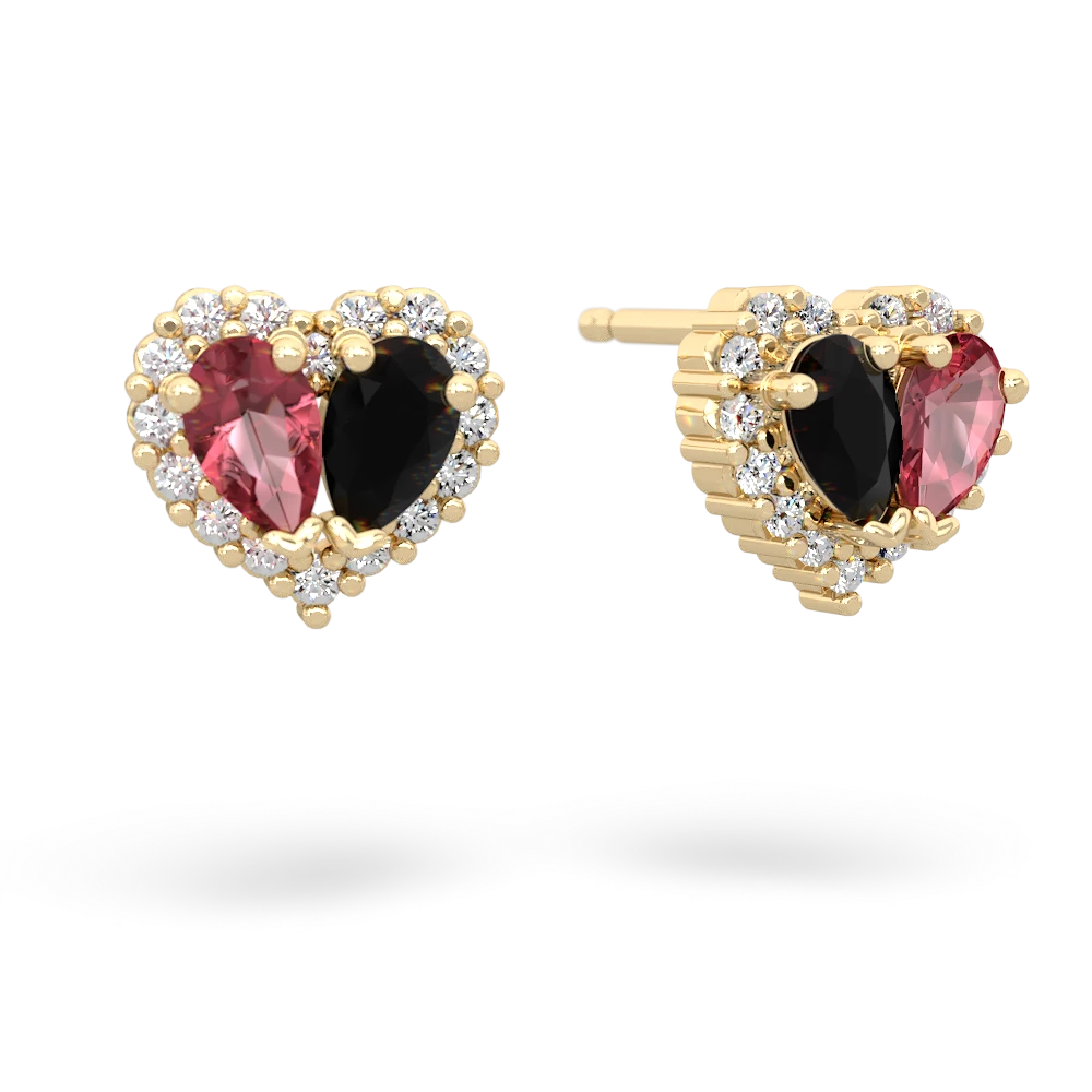Pink Tourmaline Halo 14K Yellow Gold earrings E7008