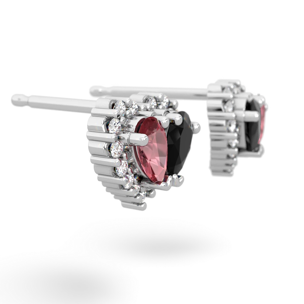 Pink Tourmaline Halo 14K White Gold earrings E7008