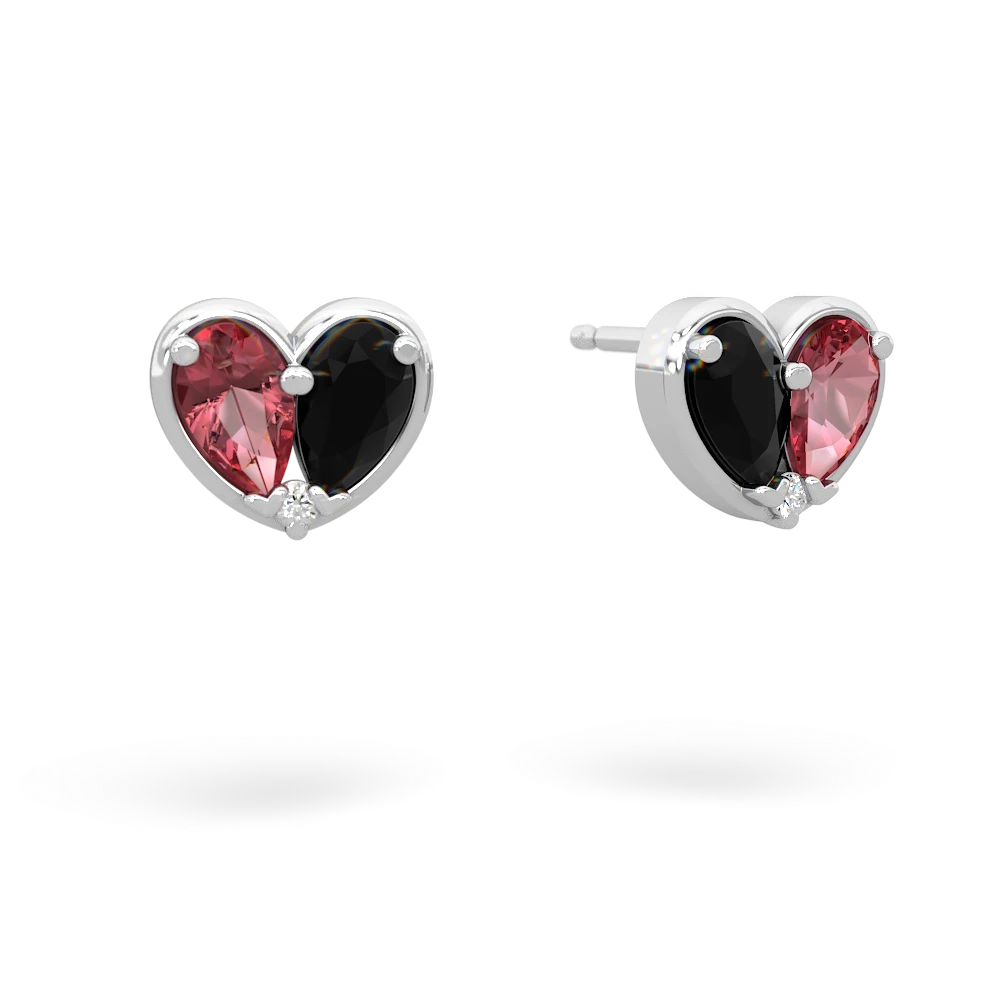 Pink Tourmaline 'Our Heart' 14K White Gold earrings E5072