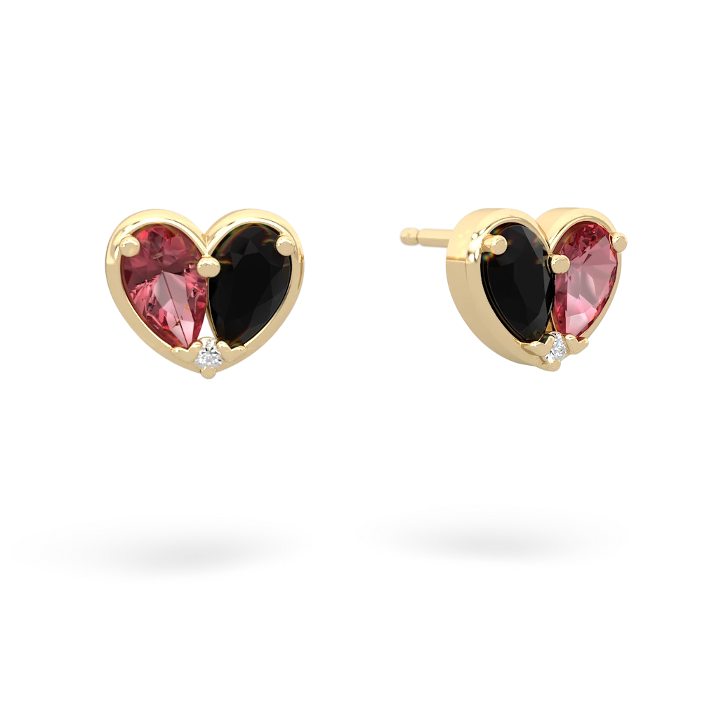 Pink Tourmaline 'Our Heart' 14K Yellow Gold earrings E5072