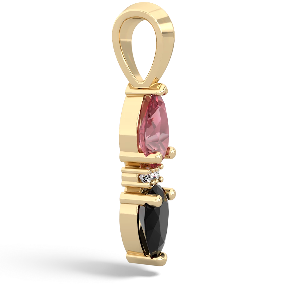 Pink Tourmaline Bowtie Drop 14K Yellow Gold pendant P0865