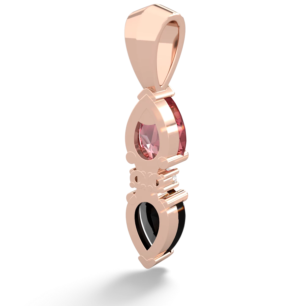 Pink Tourmaline Bowtie Drop 14K Rose Gold pendant P0865