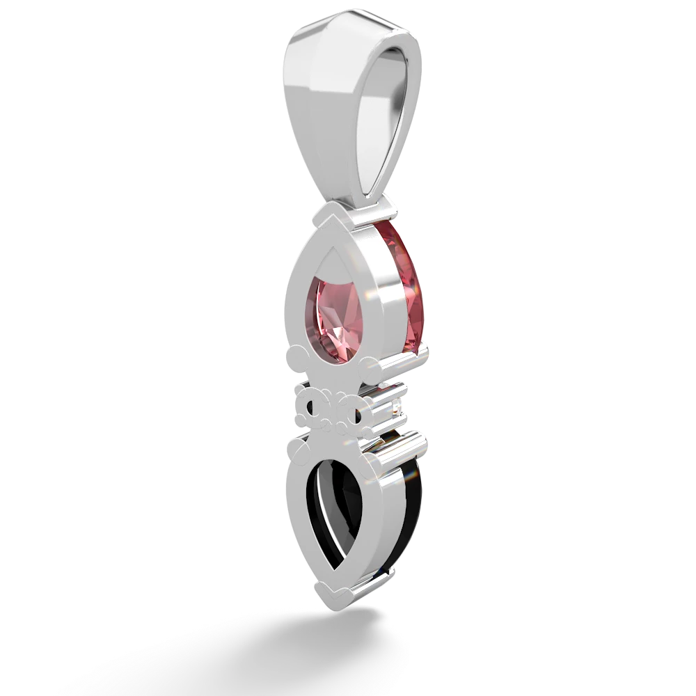 Pink Tourmaline Bowtie Drop 14K White Gold pendant P0865
