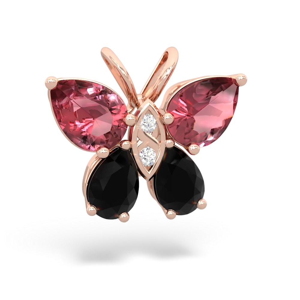 Pink Tourmaline Butterfly 14K Rose Gold pendant P2215