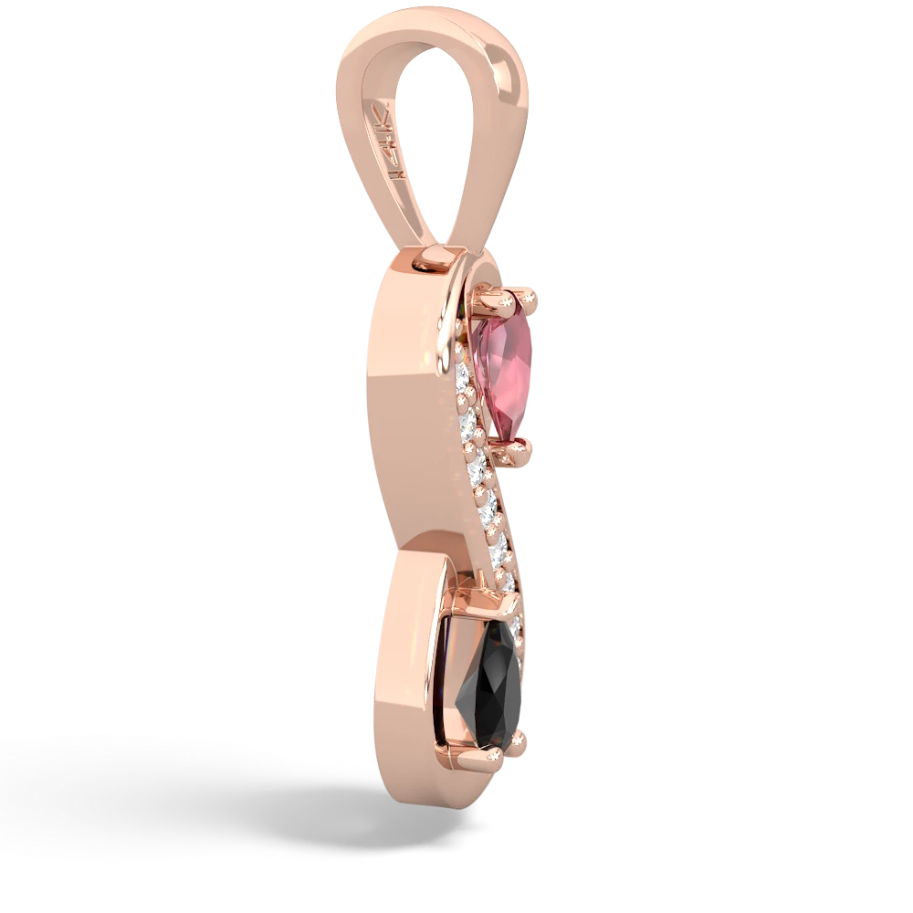 Pink Tourmaline Diamond Infinity 14K Rose Gold pendant P5390