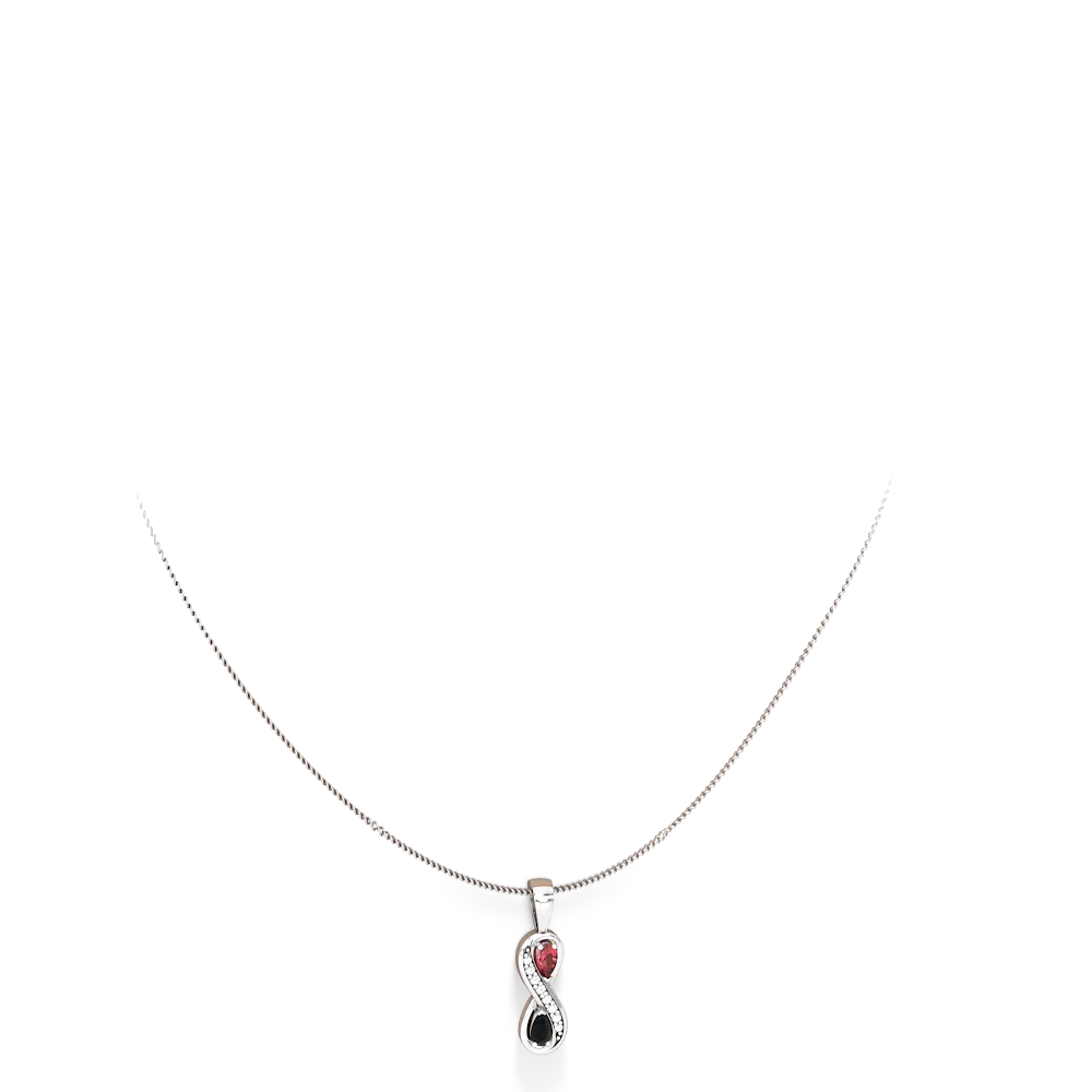 Pink Tourmaline Diamond Infinity 14K White Gold pendant P5390