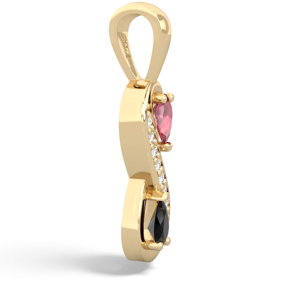 Pink Tourmaline Diamond Infinity 14K Yellow Gold pendant P5390