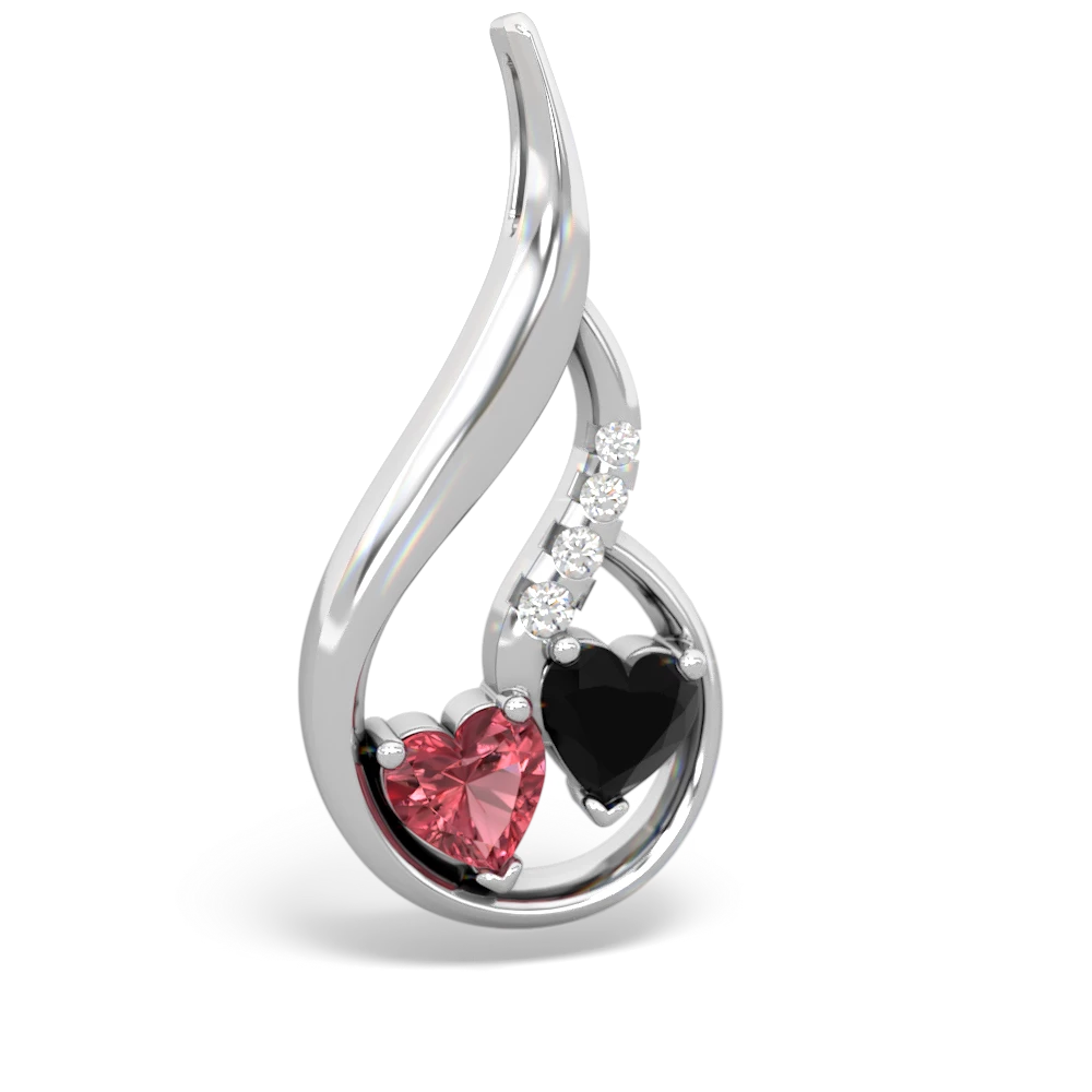 Pink Tourmaline Keepsake Curves 14K White Gold pendant P5450