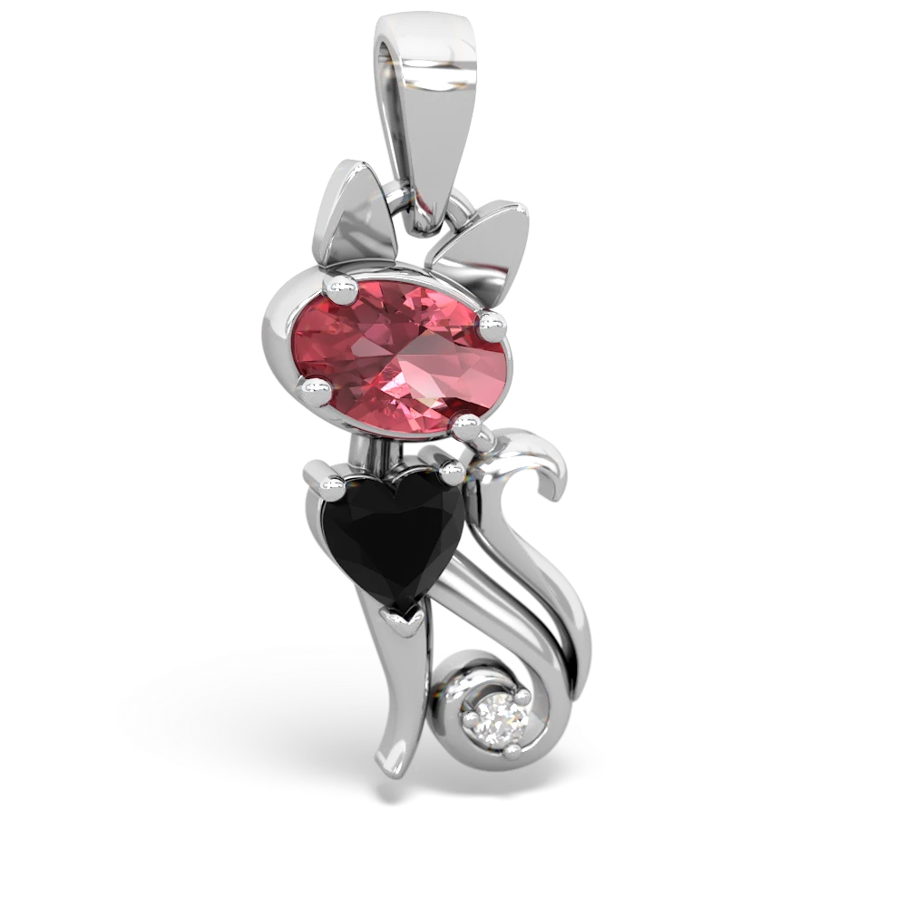 Pink Tourmaline Kitten 14K White Gold pendant P5780