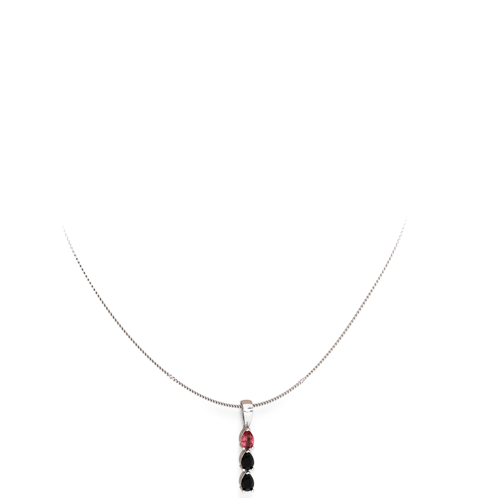 Pink Tourmaline Dew Drops 14K White Gold pendant P2251